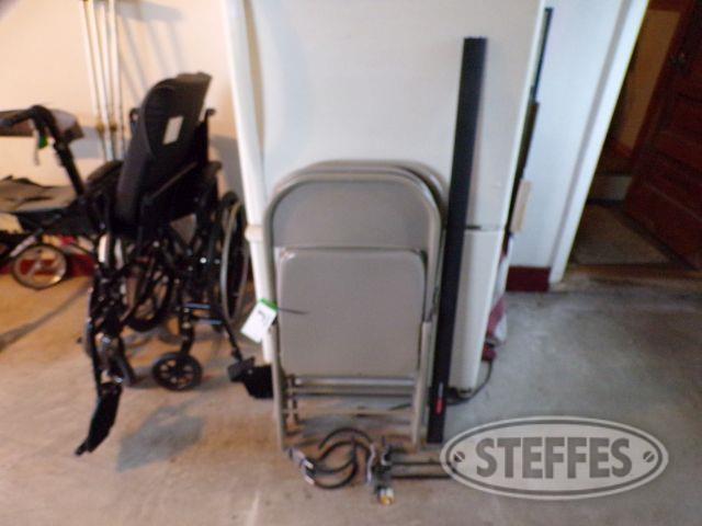 (3)Steel Folding Chairs & Rubbermaid Fast Track